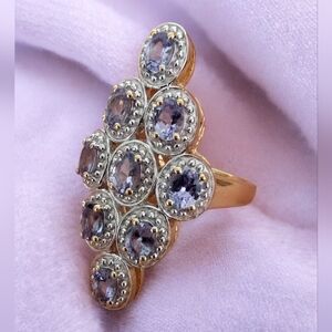 JTV Wrapped In Gold Blue Tanzanite 18k Yellow Gold Over Sterling Silver Ring